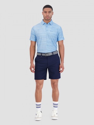 Camisa Polo Ben Sherman Melange Stripes Color Block Tech Jersey Sports Fit Azur | FE6879312