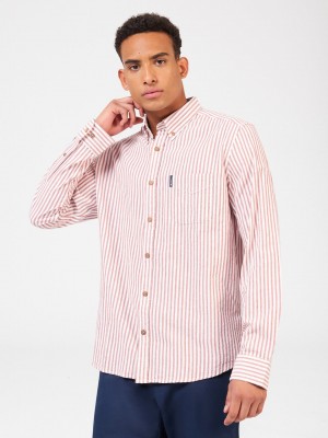 Camisas Ben Sherman Recycled Cotton Oxford Stripe Naranjas | FJ9075123