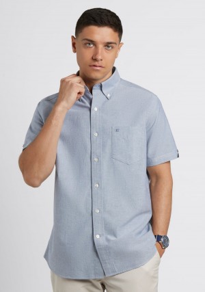 Camisas Ben Sherman Short Sleeve Brighton Oxford Organic Azul Marino | KT2940516