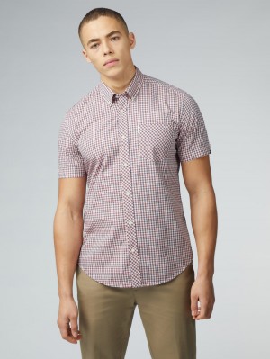 Camisas Ben Sherman Signature Short Sleeve Gingham Rojas Blancas | XD0621358