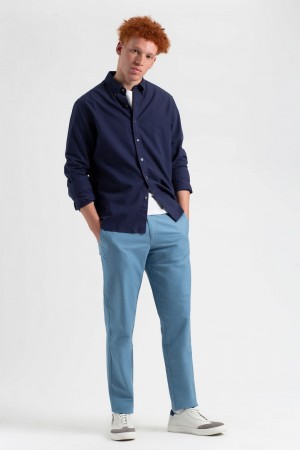 Pantalon Ben Sherman Beatnik Oxford Slim Taper Garment Dye Chino Azules | RC9638710