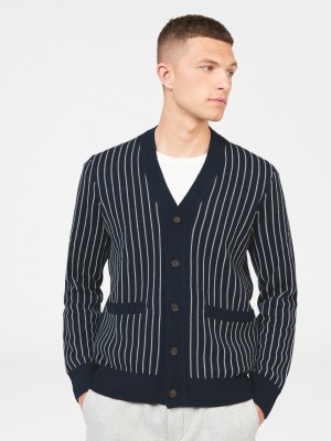 Prendas De Punto Ben Sherman Jacquard Stripe Cardigan Azul Marino | LU1435869