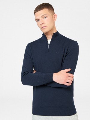 Prendas De Punto Ben Sherman Merino Half-Zip Azul Marino | EB8630279