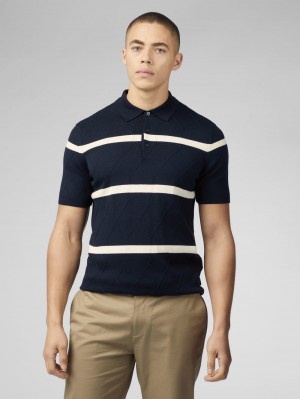 Prendas De Punto Ben Sherman Signature Argyle Stripe Polo Azul Marino | KT5437126