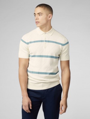 Prendas De Punto Ben Sherman Signature Argyle Stripe Polo Blancas | EC3270196