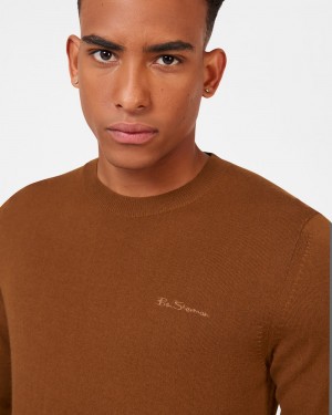 Prendas De Punto Ben Sherman Signature Merino Crewneck Marrones | HK5341079