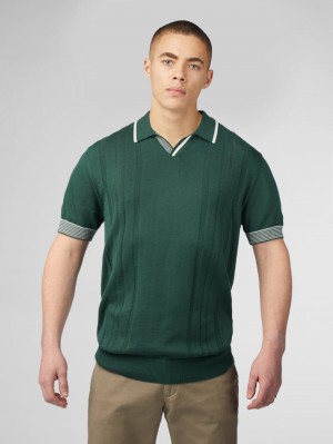 Prendas De Punto Ben Sherman Signature Open Neck Polo Verde | YB2684503