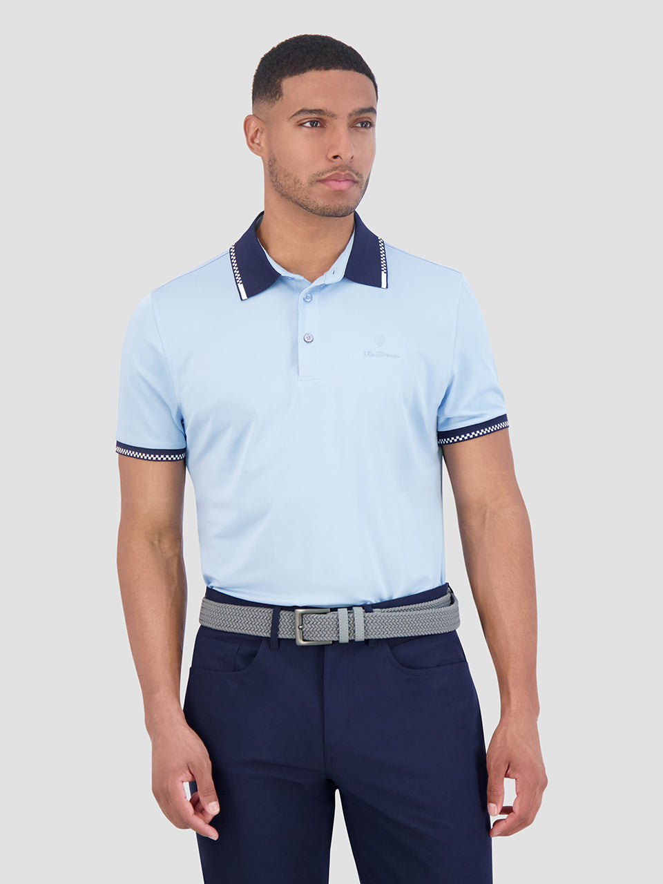 Camisa Polo Ben Sherman Checker Rib Air Pique Sports Fit Azules | YF4792365