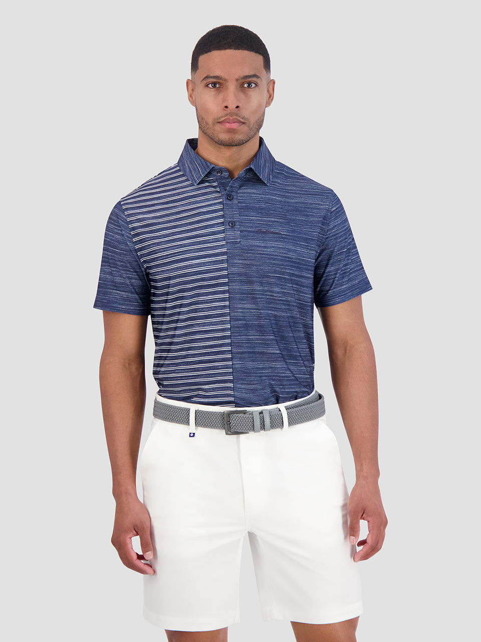 Camisa Polo Ben Sherman Melange Stripes Color Block Tech Jersey Sports Fit Azul Marino | GW7403682