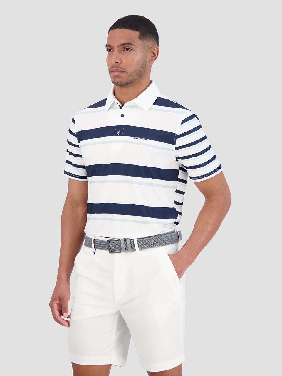 Camisa Polo Ben Sherman Mixed Mod Stripes Tech Jersey Sports Fit Azules | PC3289761