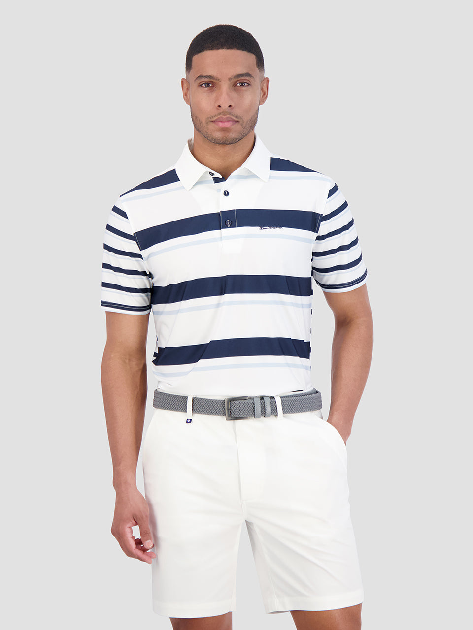 Camisa Polo Ben Sherman Mixed Mod Stripes Tech Jersey Sports Fit Azules | PC3289761