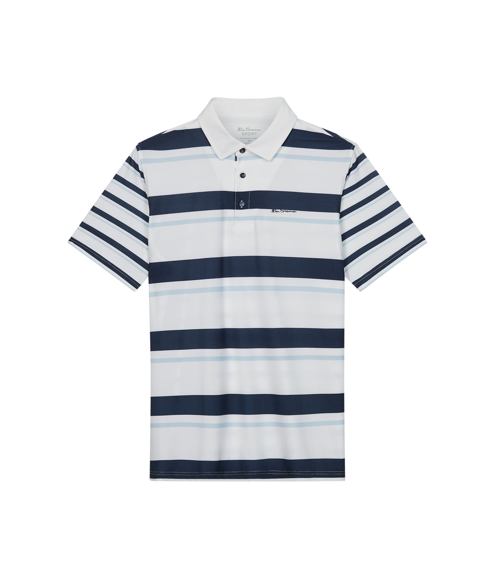 Camisa Polo Ben Sherman Mixed Mod Stripes Tech Jersey Sports Fit Azules | PC3289761