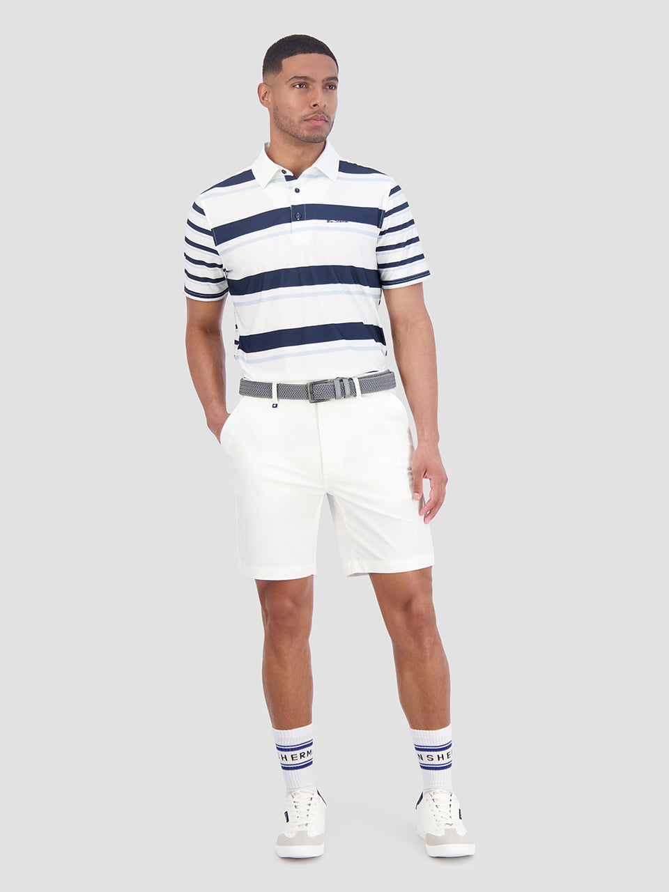 Camisa Polo Ben Sherman Mixed Mod Stripes Tech Jersey Sports Fit Azules | PC3289761