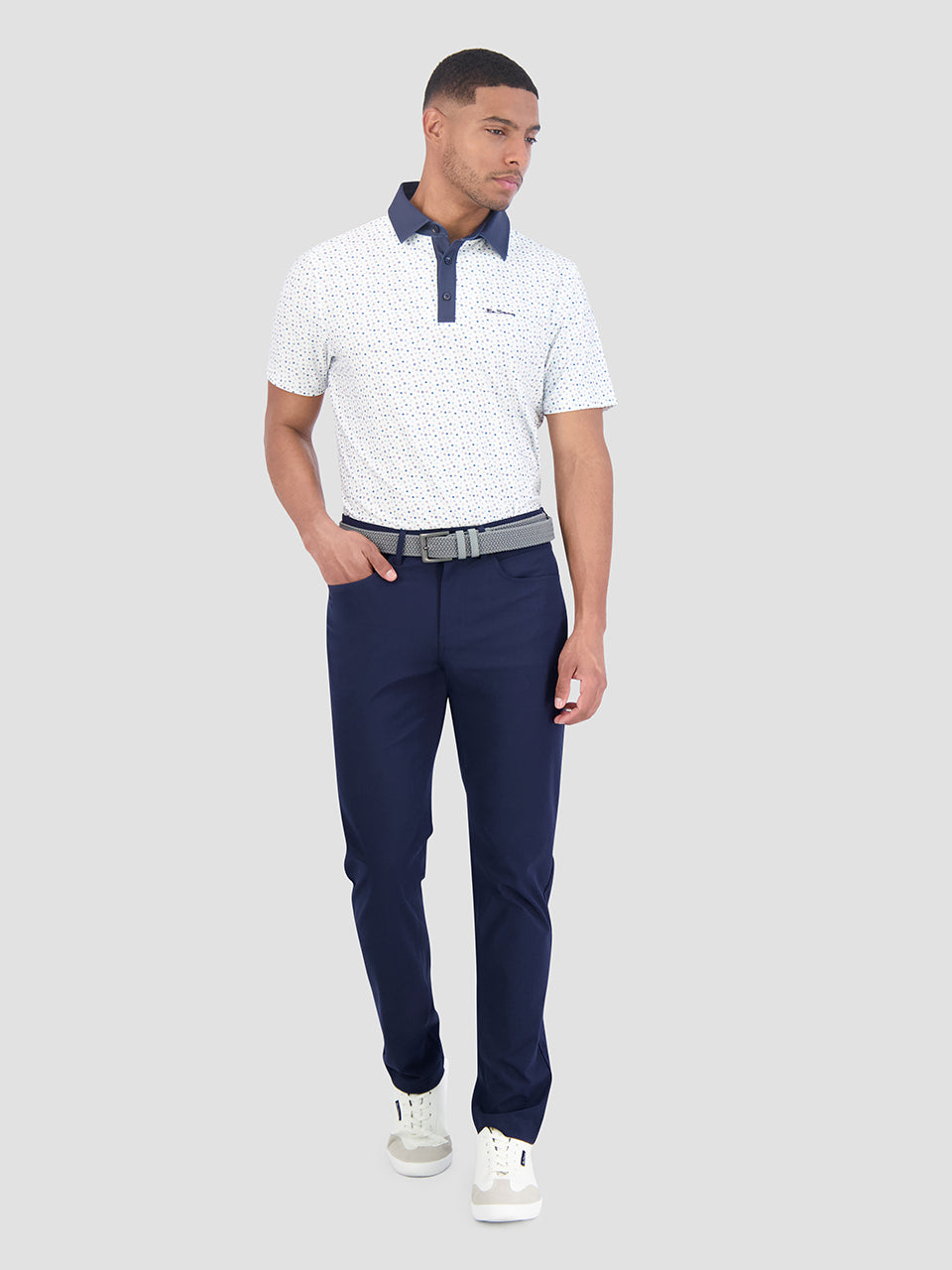 Camisa Polo Ben Sherman Polka Dots Tech Jersey Sports Fit Blancas | DF2174683