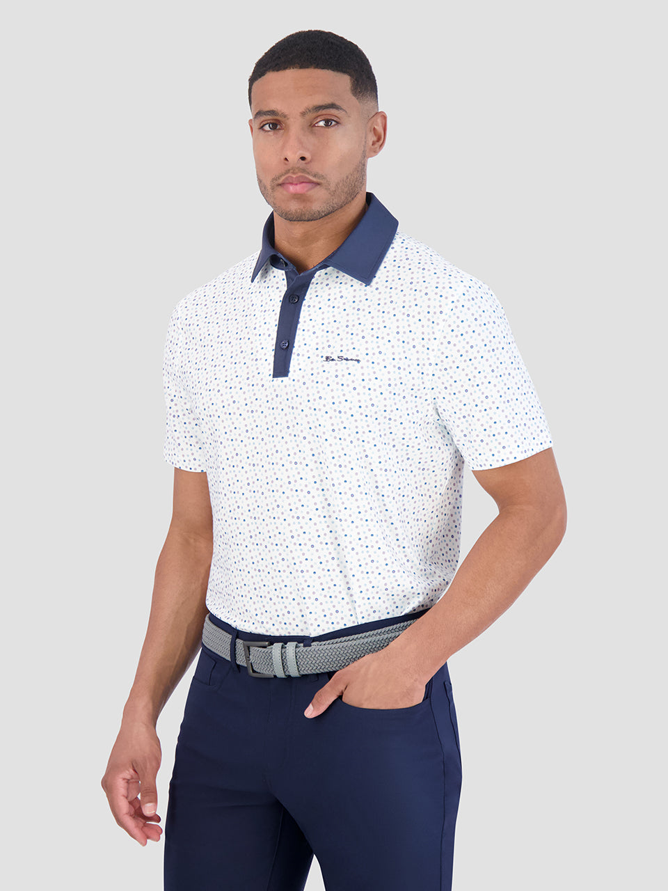 Camisa Polo Ben Sherman Polka Dots Tech Jersey Sports Fit Blancas | DF2174683