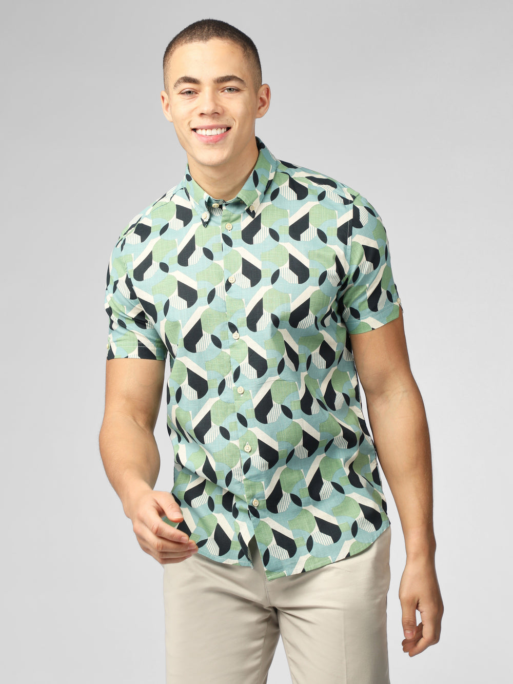 Camisas Ben Sherman Art Deco Verde | QV4390627