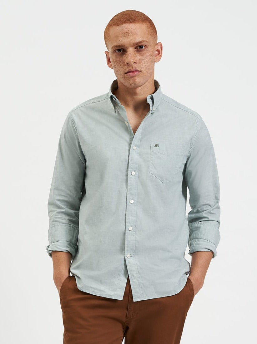 Camisas Ben Sherman Beatnik Wash Long-Sleeve Verde | SE0925673