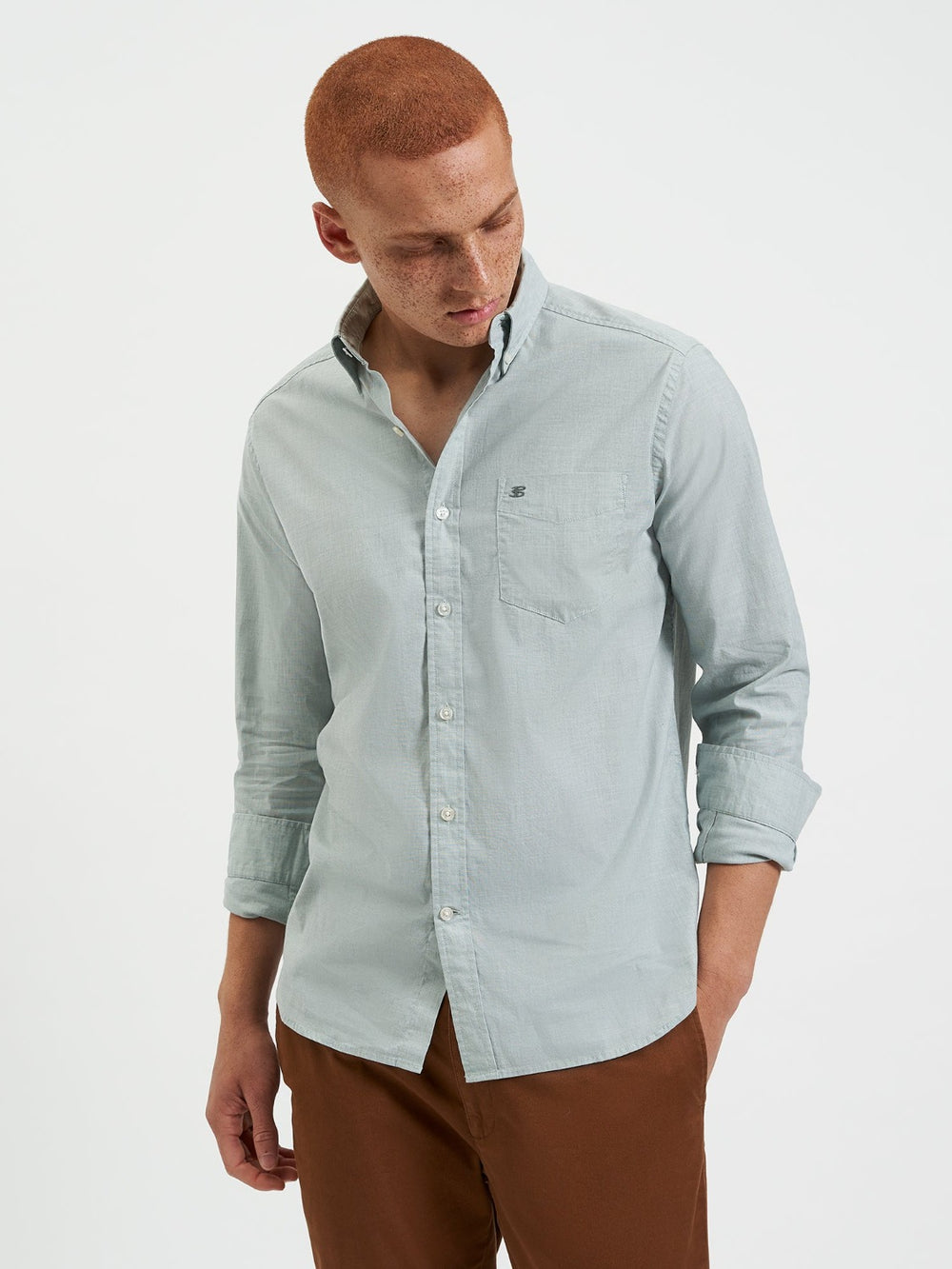 Camisas Ben Sherman Beatnik Wash Long-Sleeve Verde | SE0925673