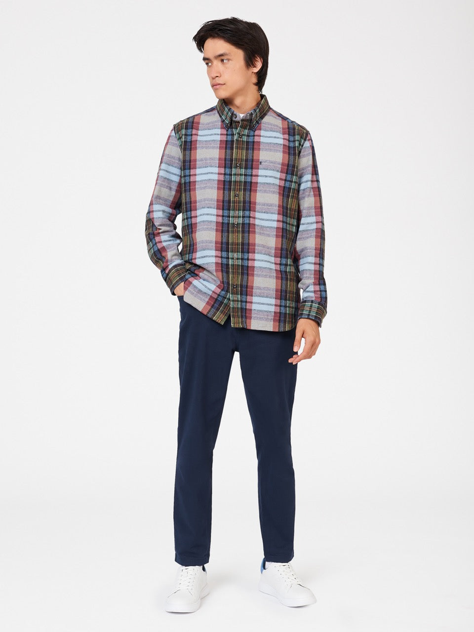 Camisas Ben Sherman Brushed Multicolour Check Oxford Azules | ON9563278