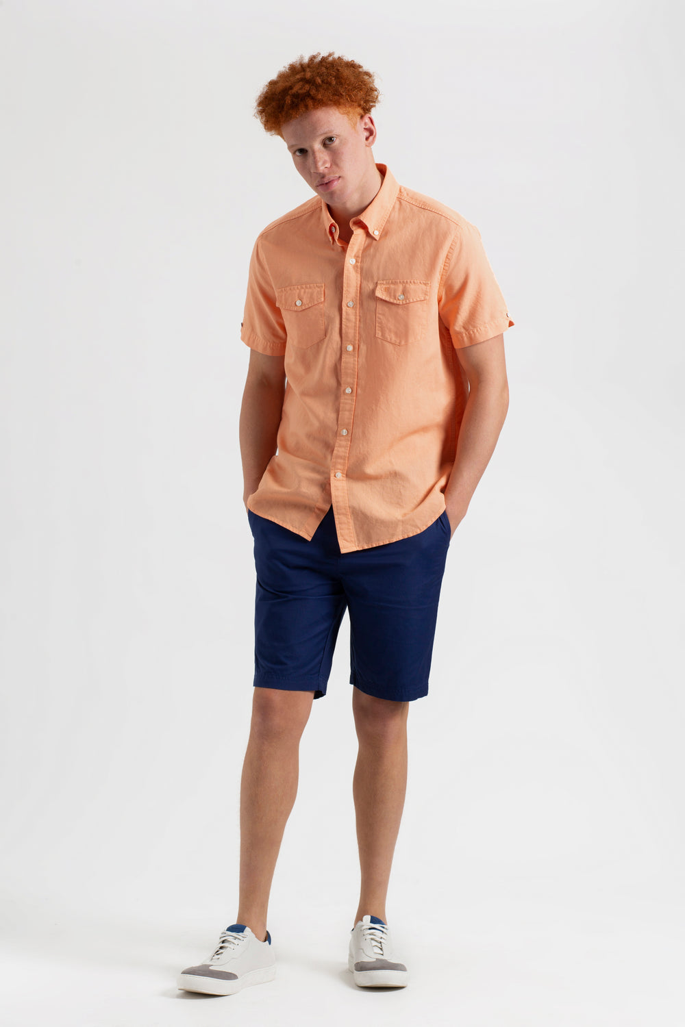 Camisas Ben Sherman Garment Dye Linen Naranjas | KR0475691