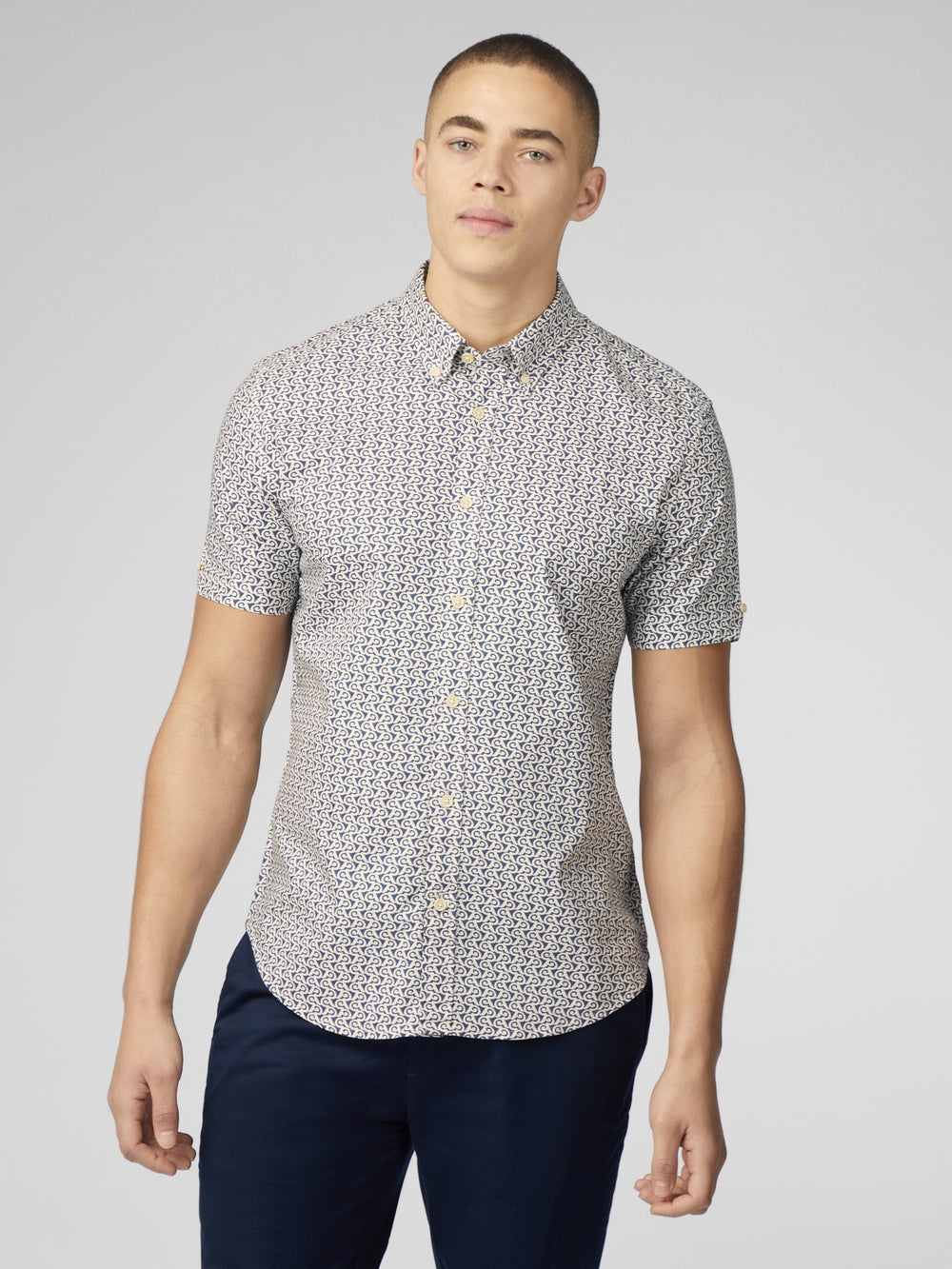 Camisas Ben Sherman Geo Wave Denim Azules | HP4257810