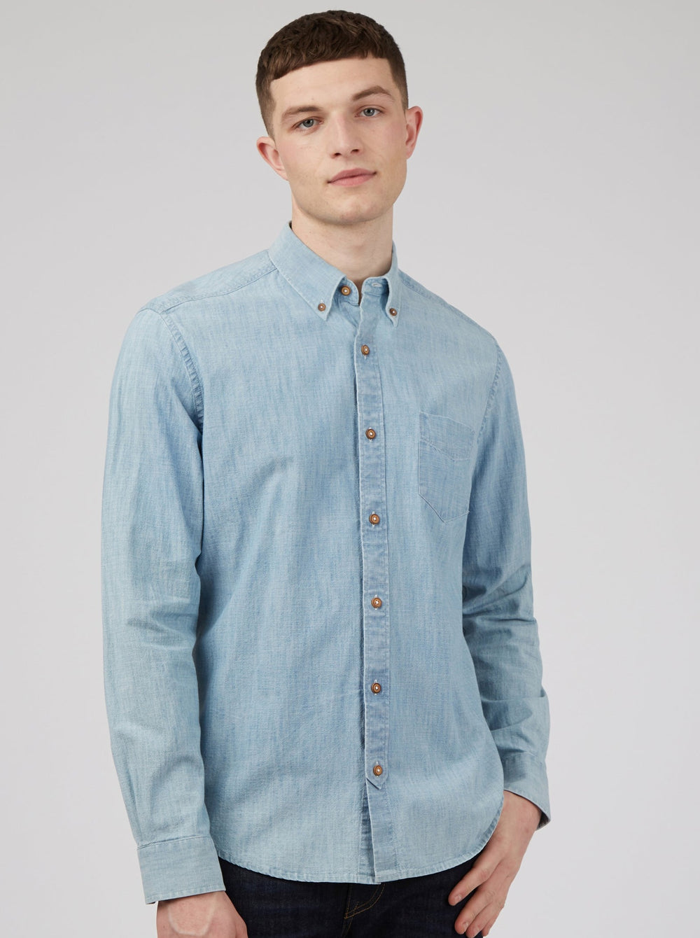 Camisas Ben Sherman Long-Sleeve Chambray Azules Azul Marino | RJ3765914