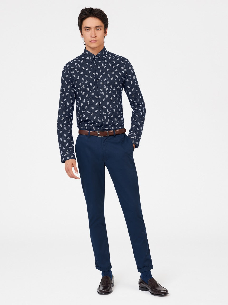 Camisas Ben Sherman Micro Paisley Azul Marino | NE8021376