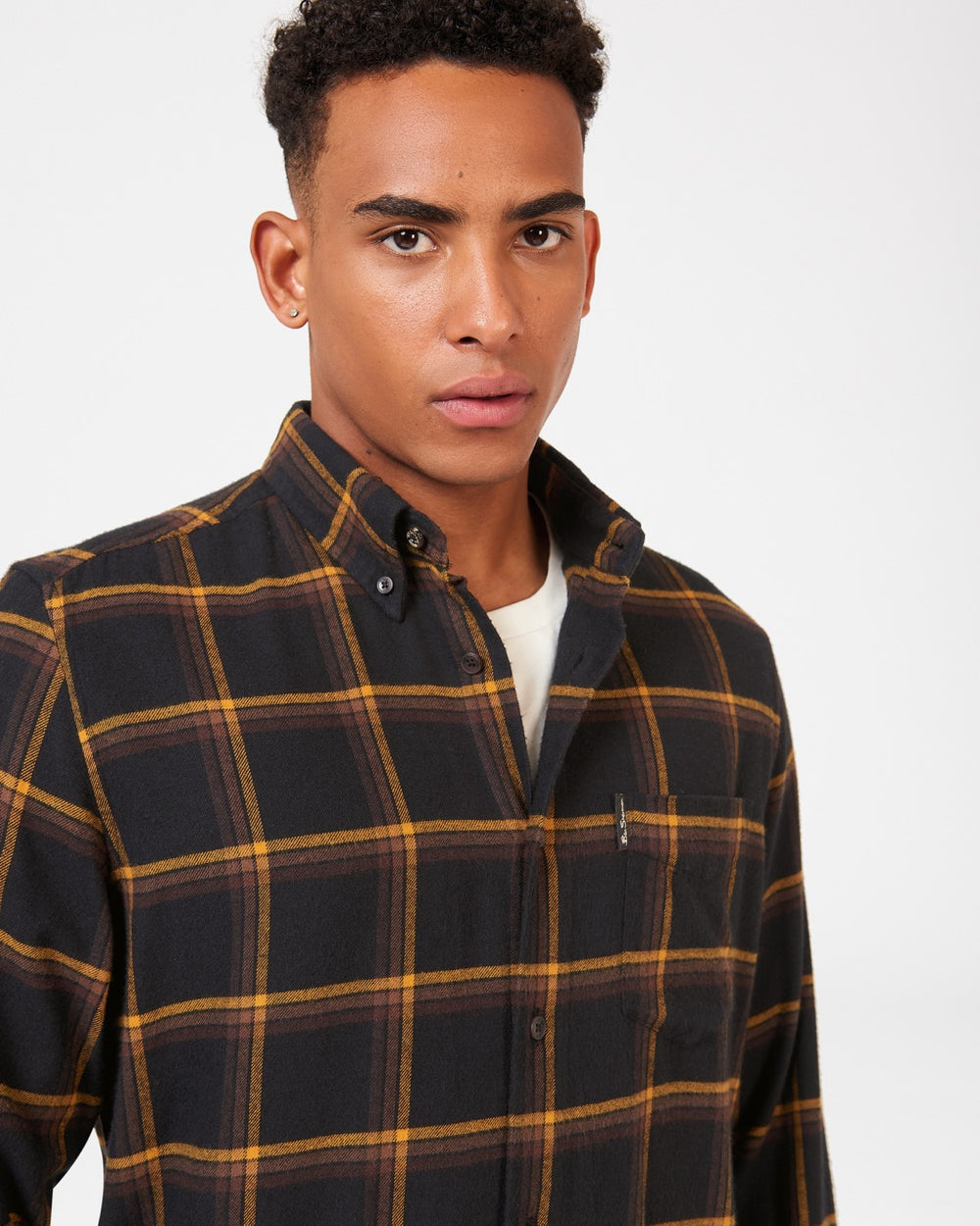 Camisas Ben Sherman Oversized Brushed Check Negras | BJ4926053