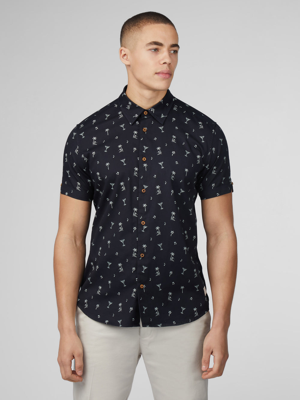 Camisas Ben Sherman Scattered Negras | WT1045726