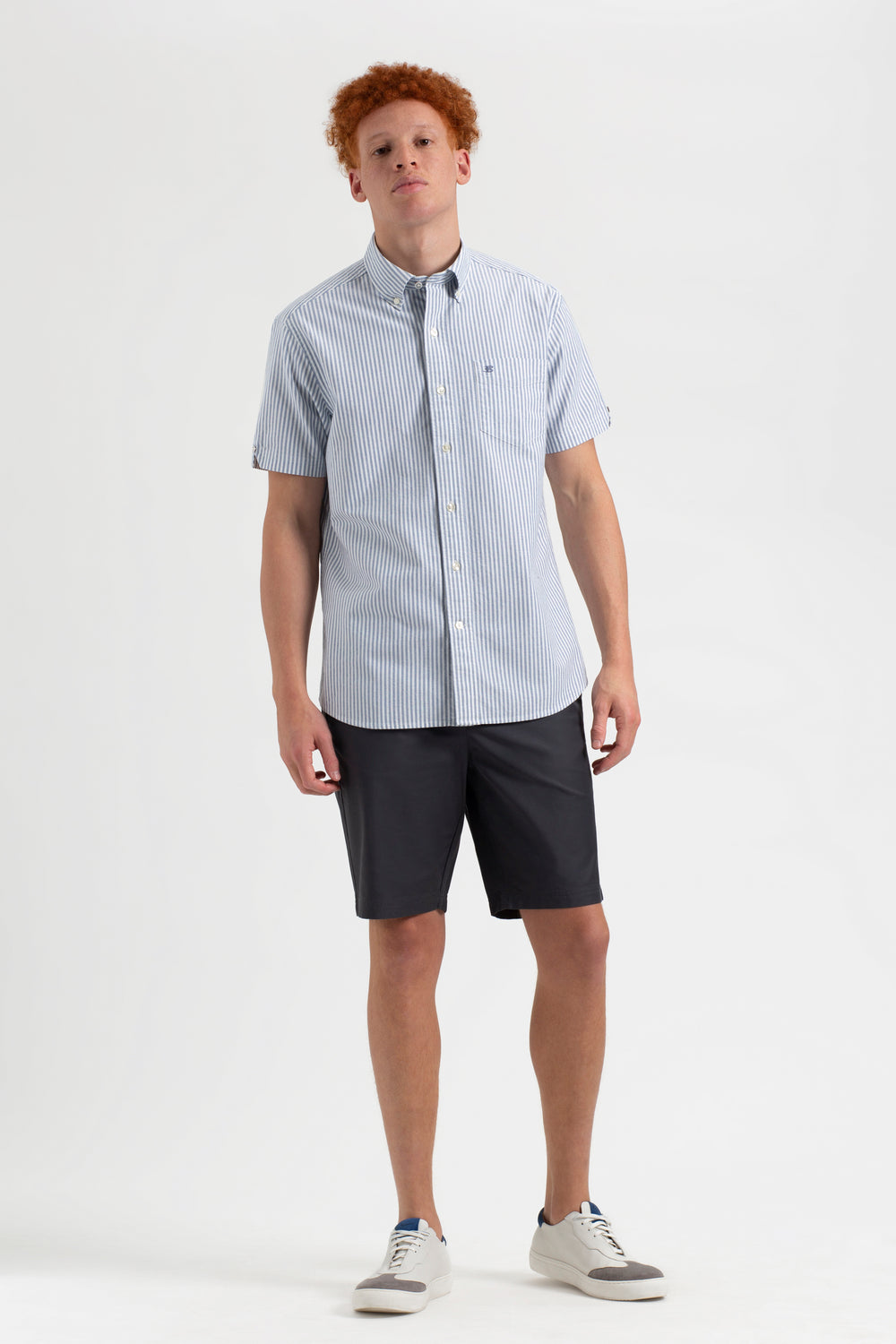 Camisas Ben Sherman Short Sleeve Brighton Oxford Organic Bengal Stripe Indigo Rayadas | OR9378042