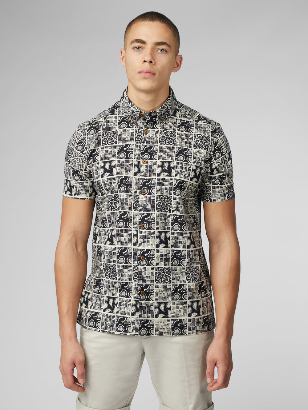 Camisas Ben Sherman Signature Checkerboard Paisley Print Negras | OD5796304