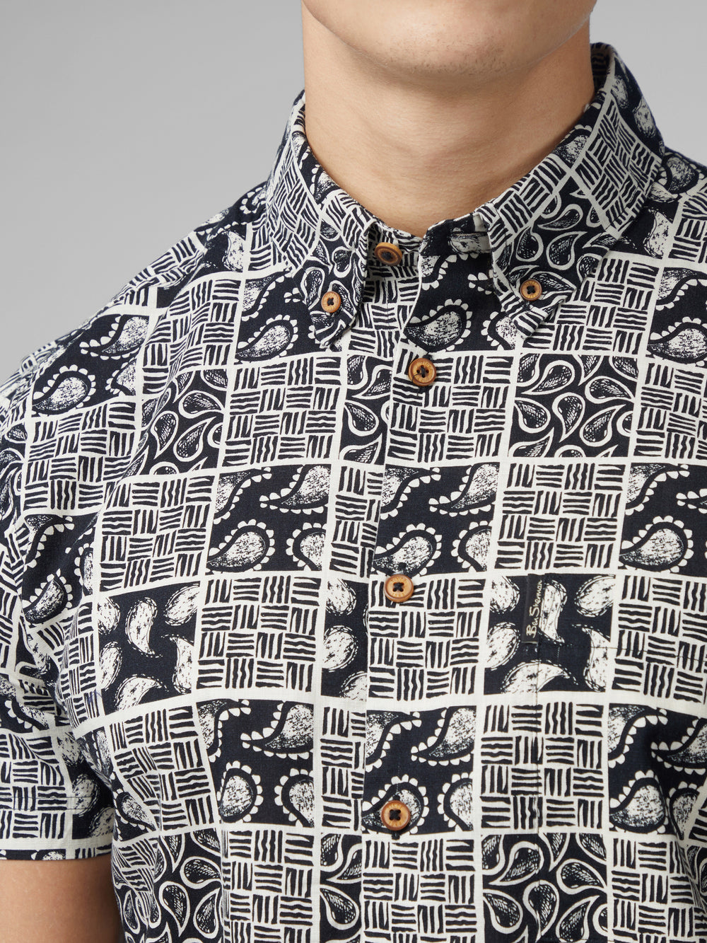 Camisas Ben Sherman Signature Checkerboard Paisley Print Negras | OD5796304