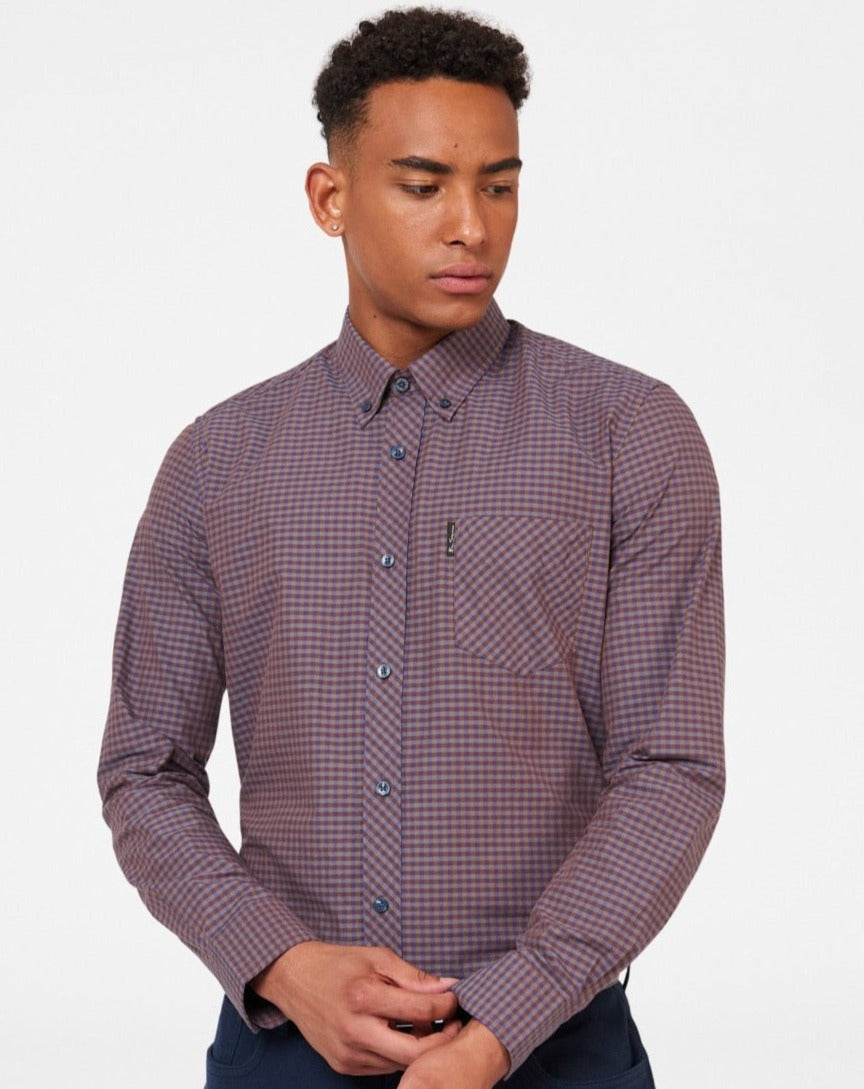 Camisas Ben Sherman Signature Gingham Long-Sleeve Moradas | KN1025738