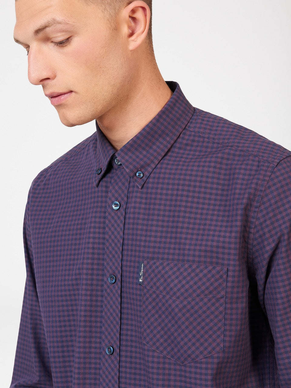 Camisas Ben Sherman Signature Gingham Long-Sleeve Moradas | WX8472061