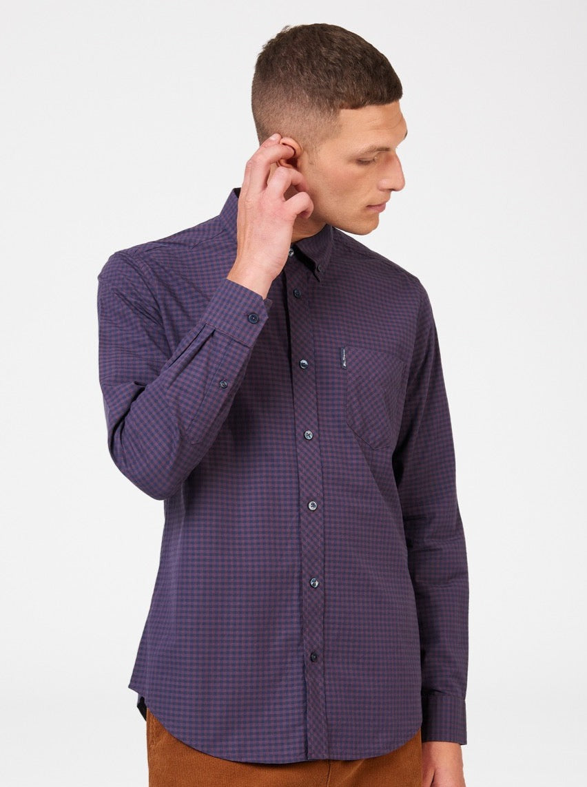 Camisas Ben Sherman Signature Gingham Long-Sleeve Moradas | WX8472061