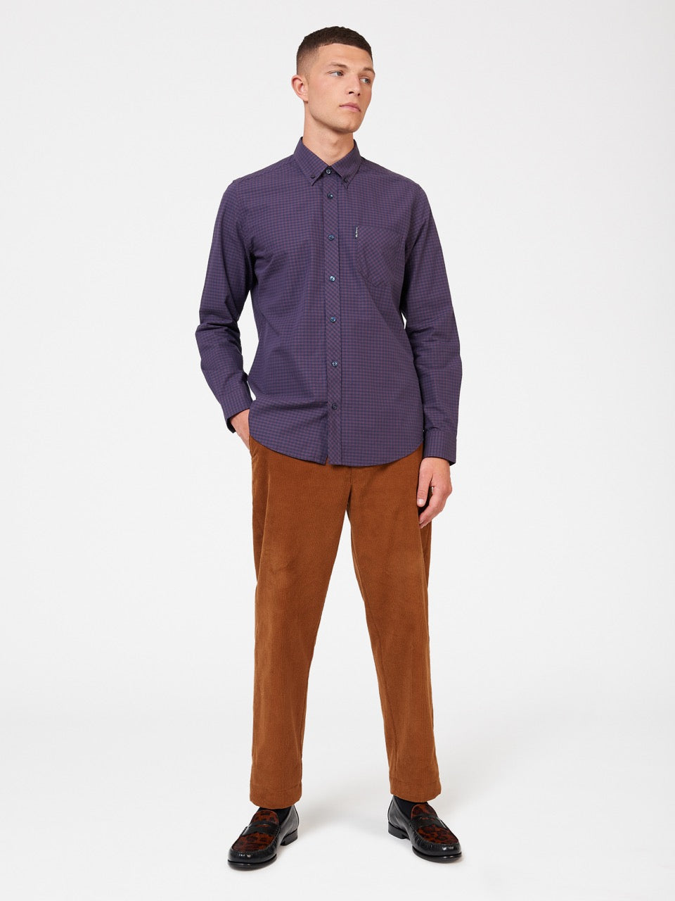 Camisas Ben Sherman Signature Gingham Long-Sleeve Moradas | WX8472061