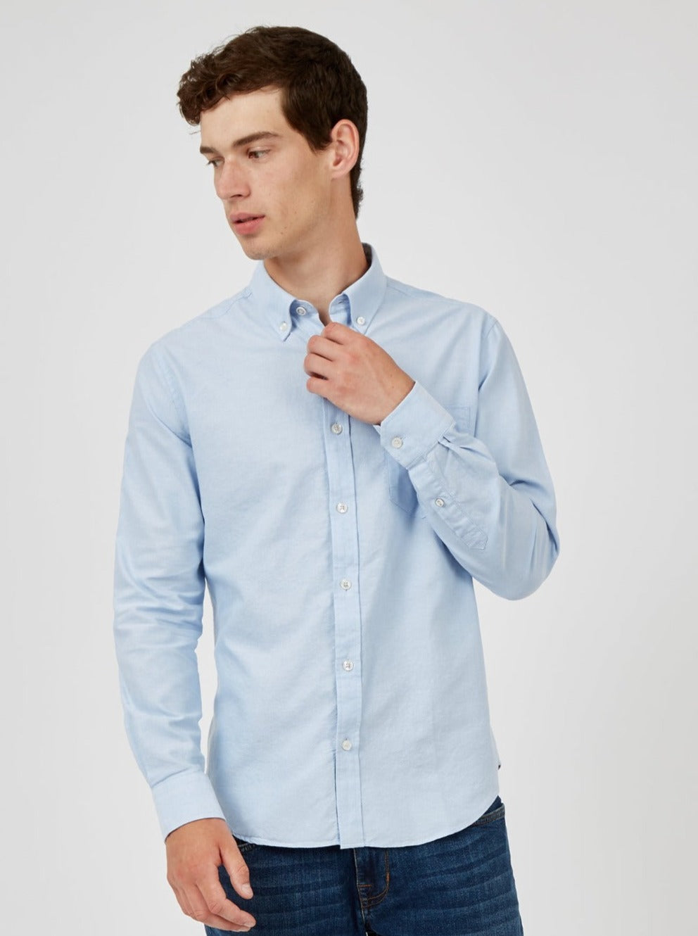 Camisas Ben Sherman Signature Organic Long-Sleeve Oxford Azules | ZF8430612