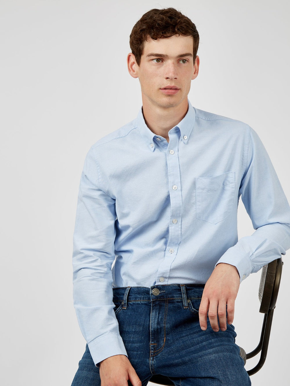 Camisas Ben Sherman Signature Organic Long-Sleeve Oxford Azules | ZF8430612