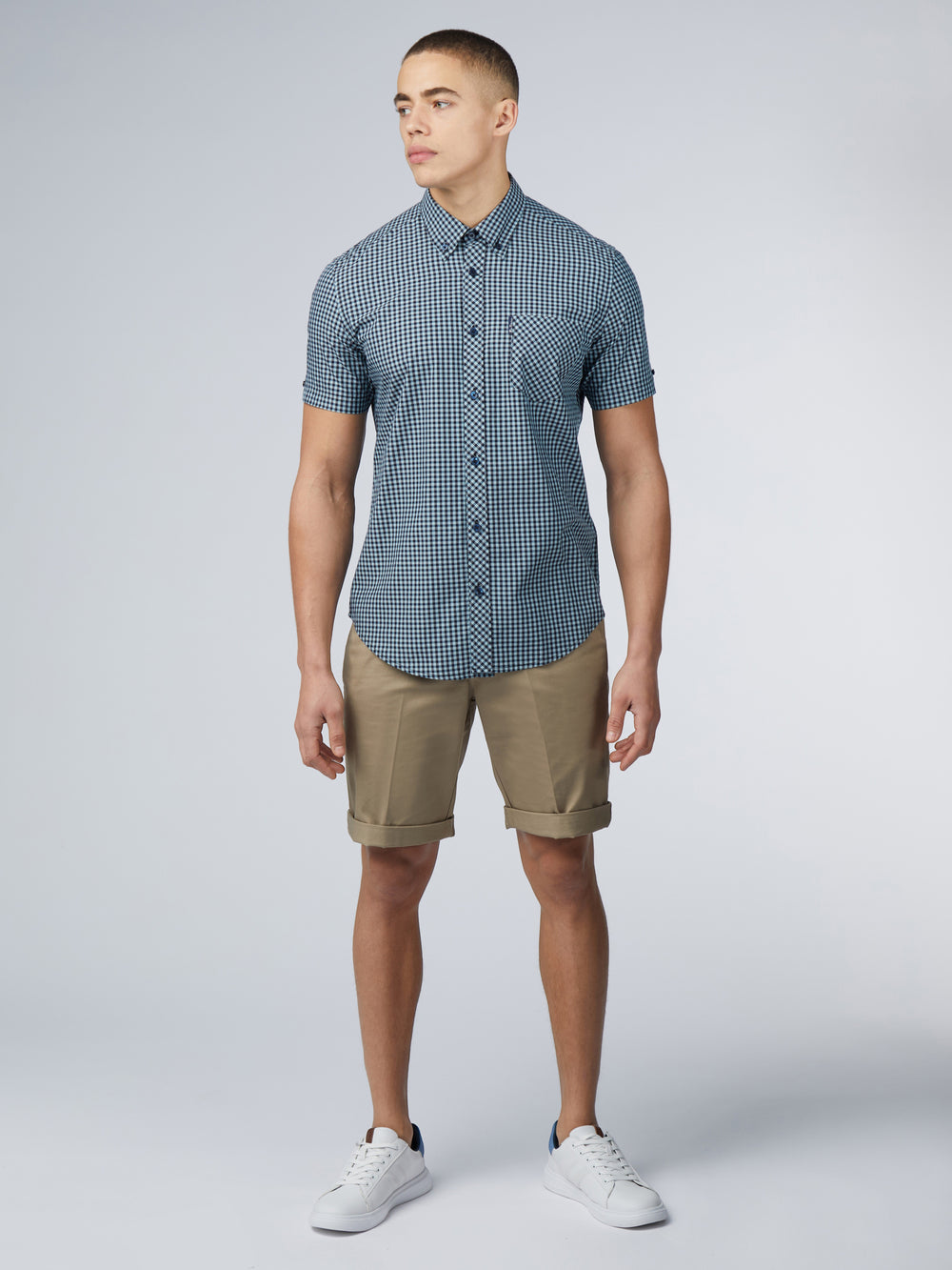 Camisas Ben Sherman Signature Short Sleeve Gingham Azules | QW4791680