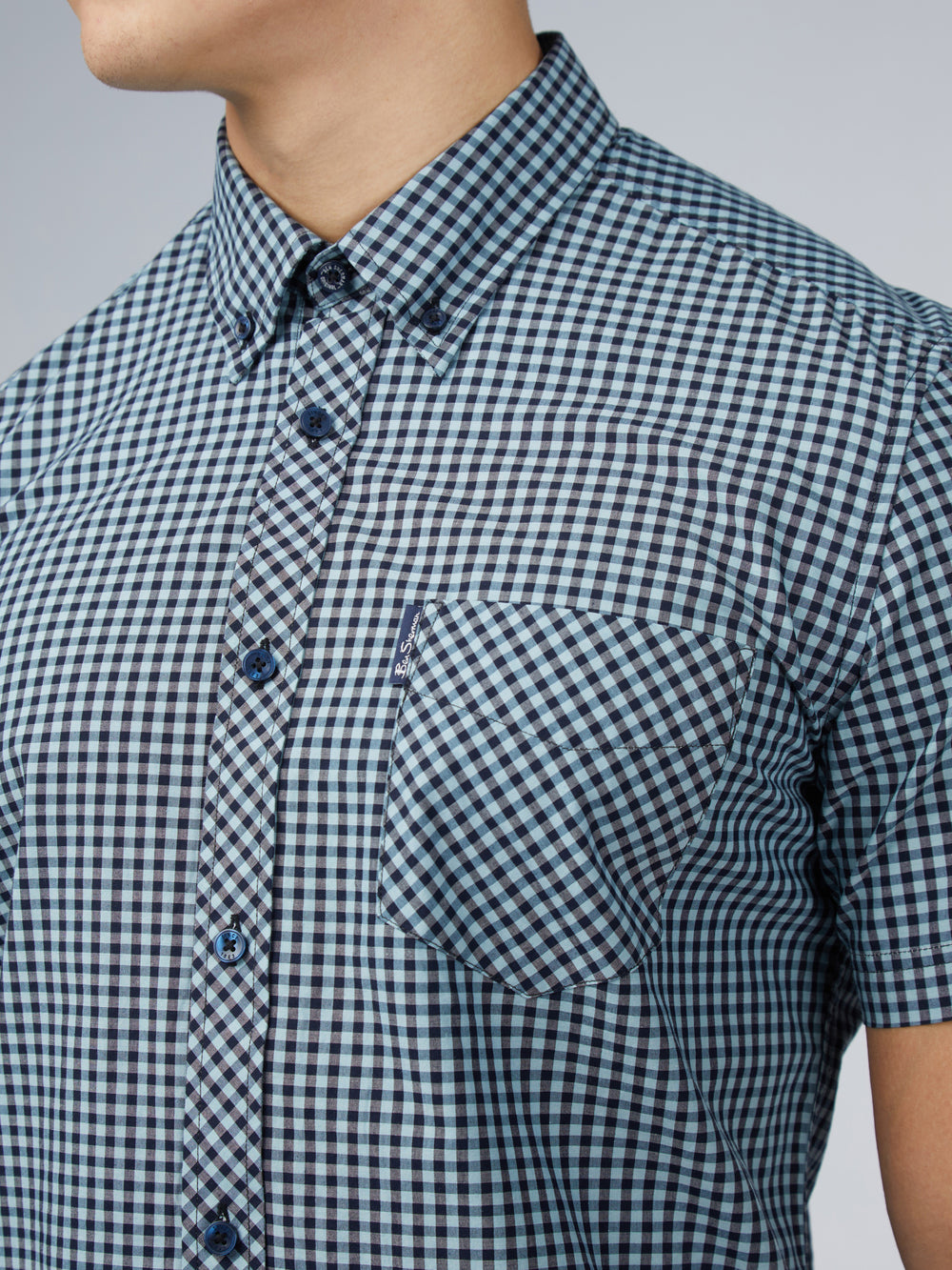 Camisas Ben Sherman Signature Short Sleeve Gingham Azules | QW4791680