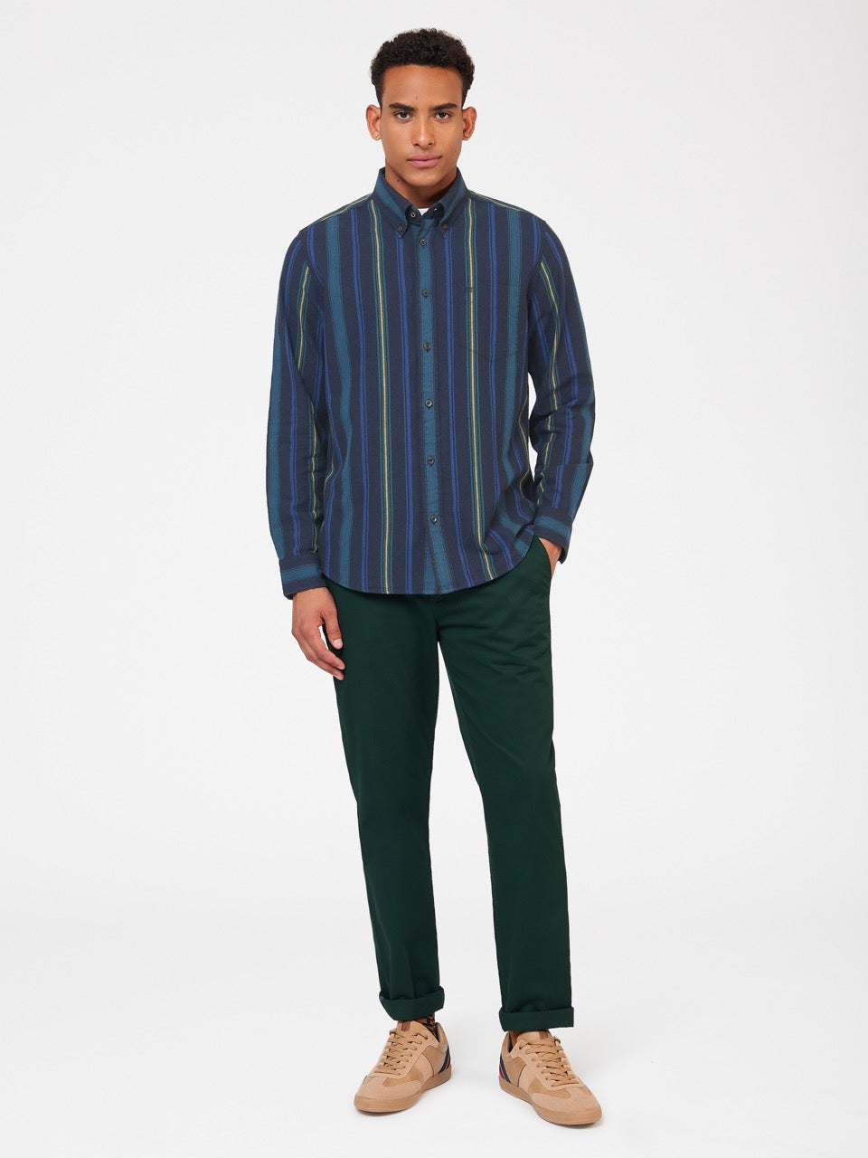 Camisas Ben Sherman Signature Striped Oxford Verde | VK7190456