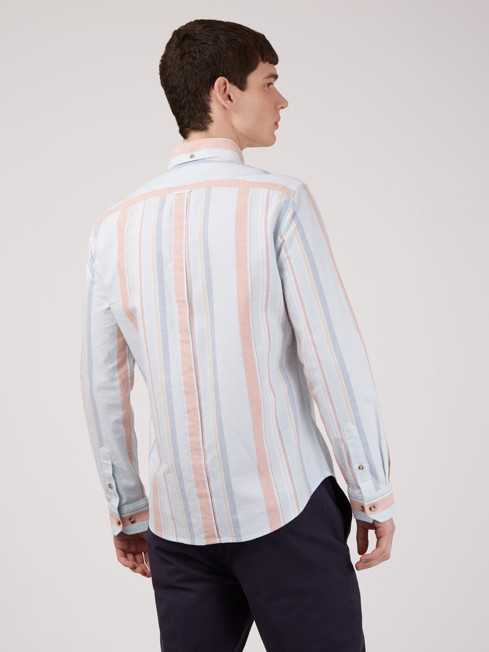 Camisas Ben Sherman The Oxford Ivy Stripe Long-Sleeve Azules | QO9408532