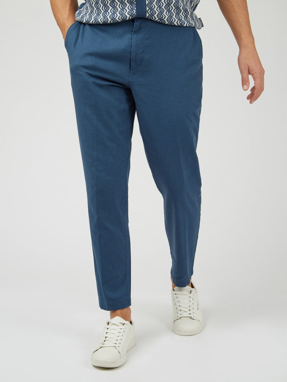 Pantalon Ben Sherman Signature Slim Taper Linen Azules | LH5042167