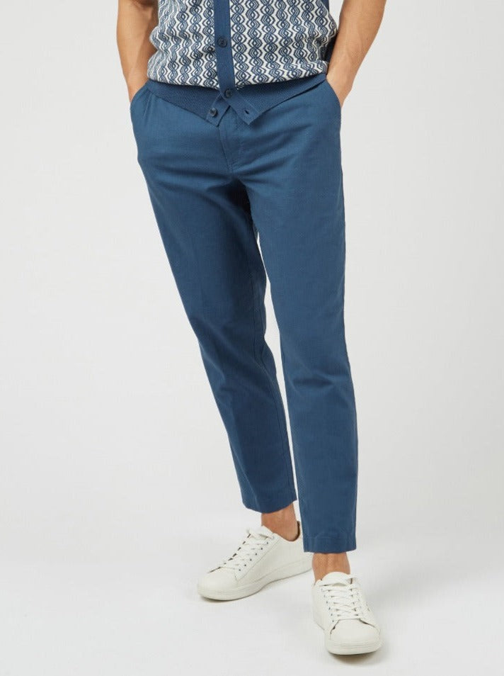 Pantalon Ben Sherman Signature Slim Taper Linen Azules | LH5042167