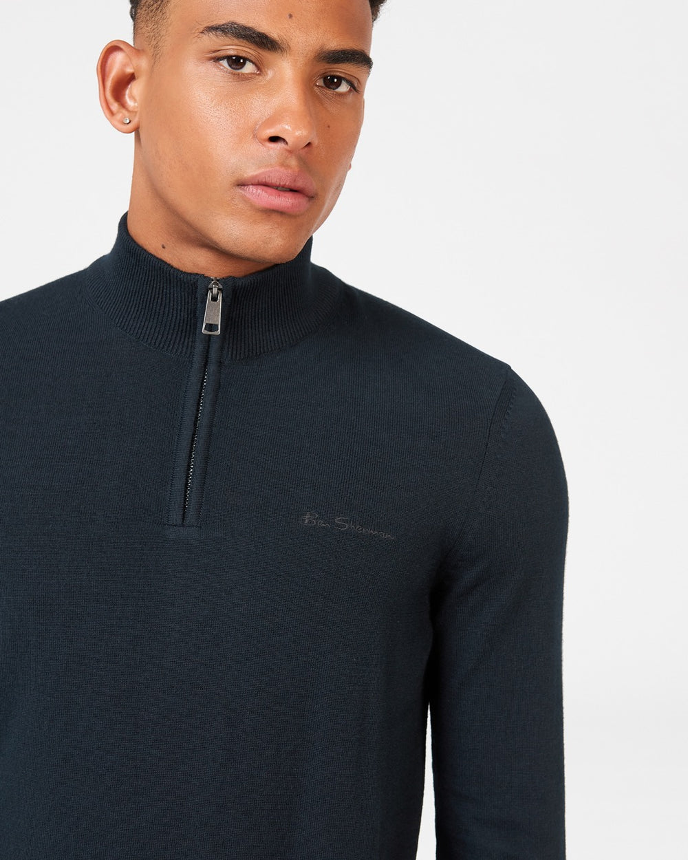 Prendas De Punto Ben Sherman Merino Half-Zip Negras | IG0641852