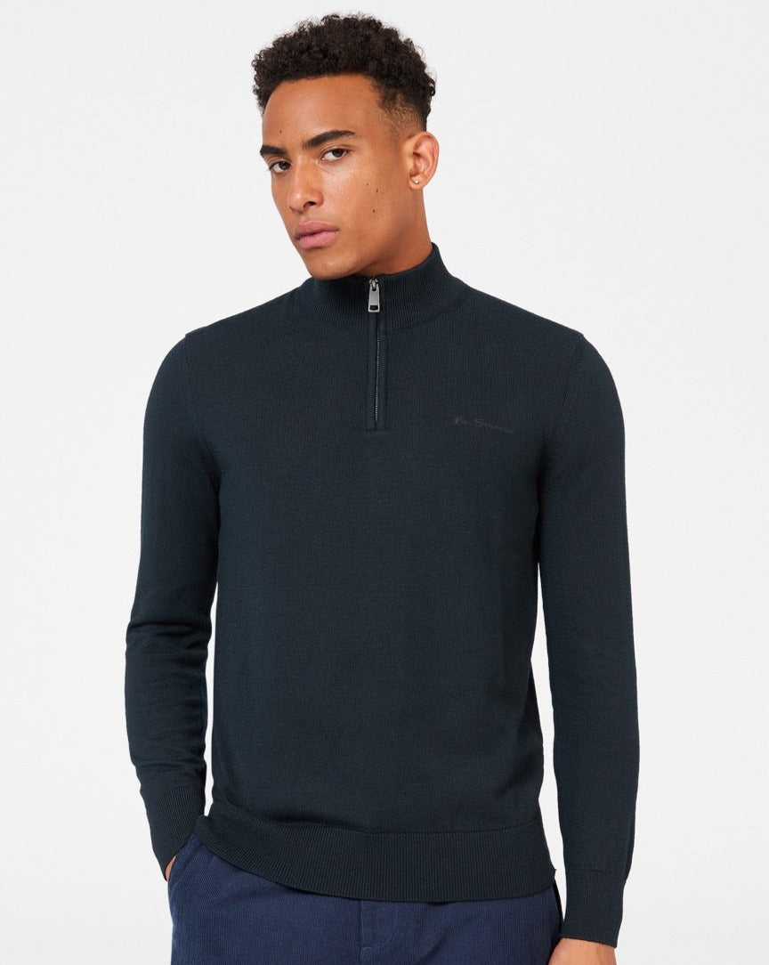 Prendas De Punto Ben Sherman Merino Half-Zip Negras | IG0641852