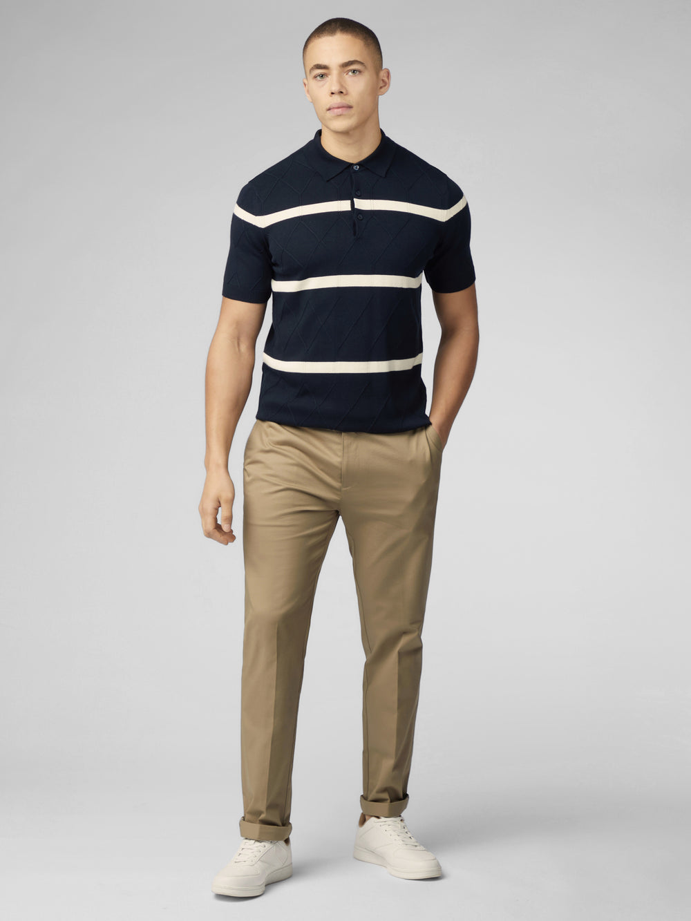 Prendas De Punto Ben Sherman Signature Argyle Stripe Polo Azul Marino | KT5437126