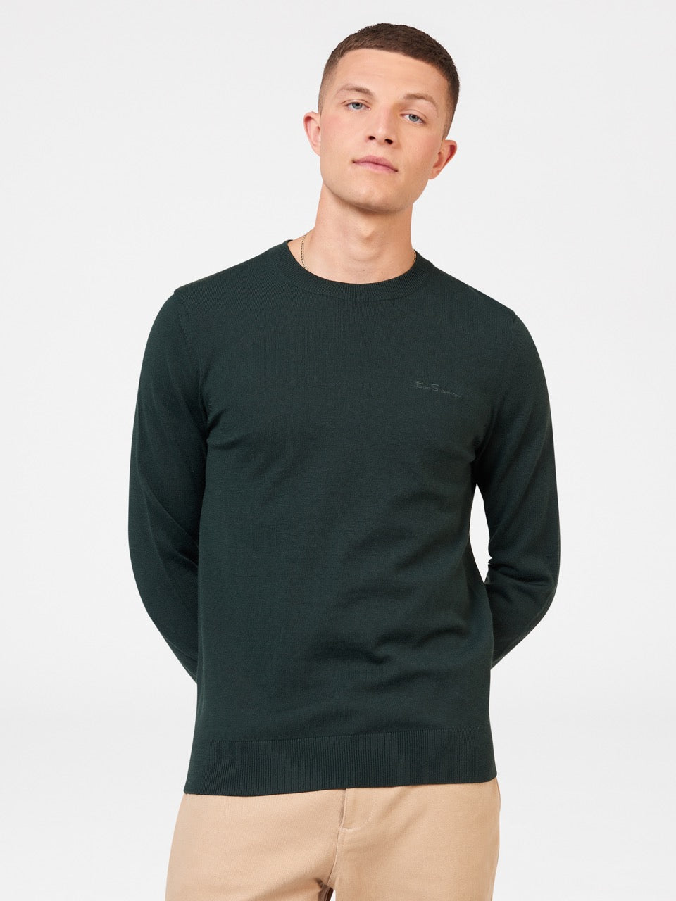 Prendas De Punto Ben Sherman Signature Merino Crewneck Verde Oscuro | GV5168907