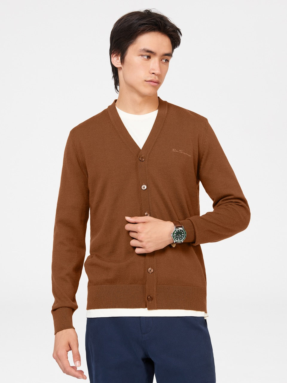 Prendas De Punto Ben Sherman Signature Merino Cardigan Marrones | JO1743286