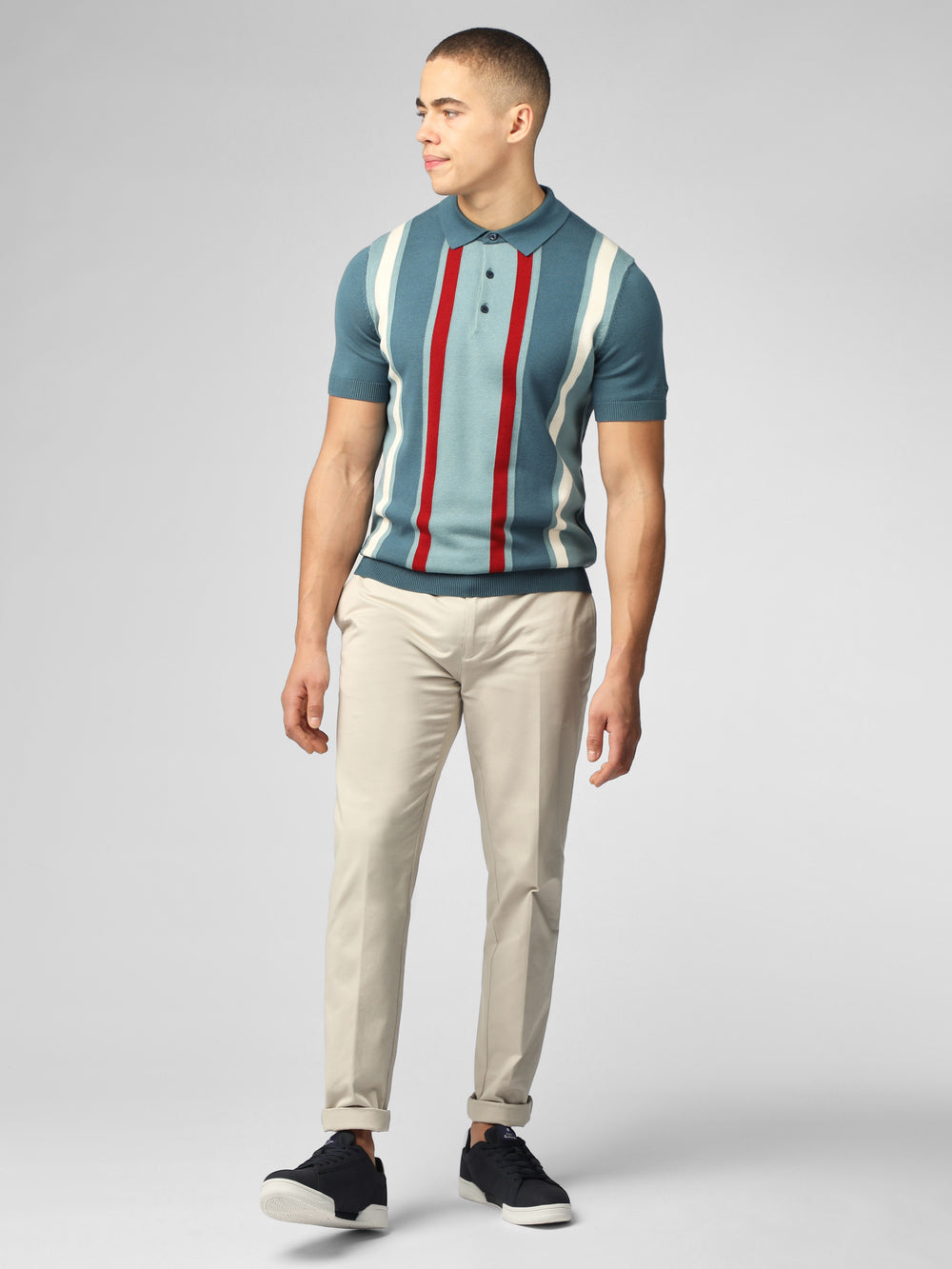 Prendas De Punto Ben Sherman Signature Vertical Stripe Polo Turquesa | DN9283754